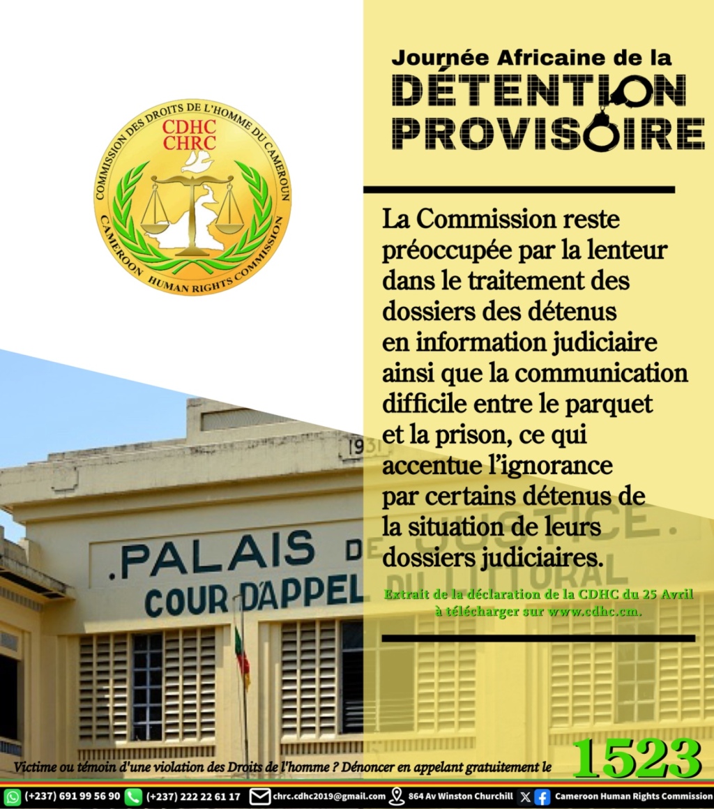 Détention provisoire :: La CDHC préoccupée par la lenteur dans le traitement des dossiers des détenus en information judiciaire
